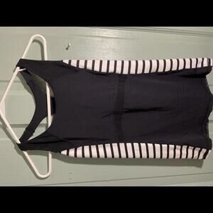 Athleta Black with Striped Sides Compression Top Size Small